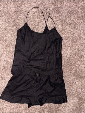 Victoria's Secret Black Satin Cami & Shorts Set